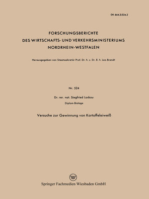 cover image of Versuche zur Gewinnung von Kartoffeleiweiß